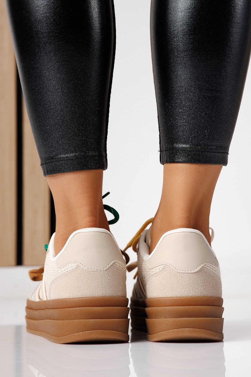 Дамски маратонки бежови от обърната еко кожа Karina #24135