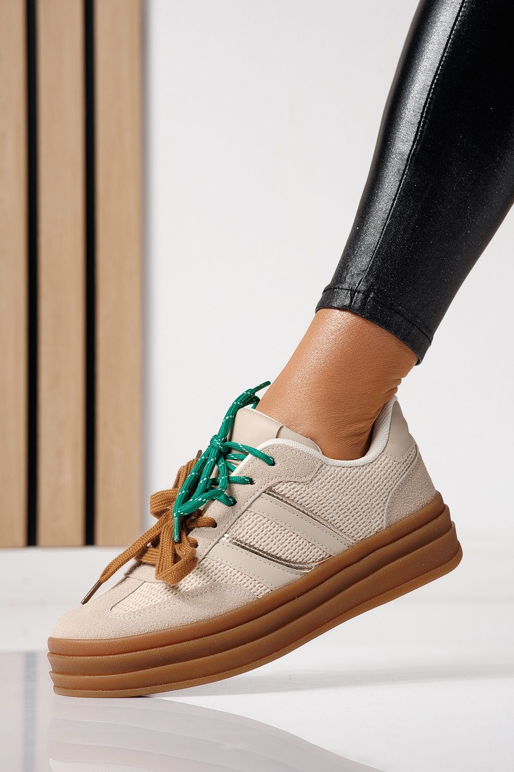 Дамски маратонки бежови от обърната еко кожа Karina #24135