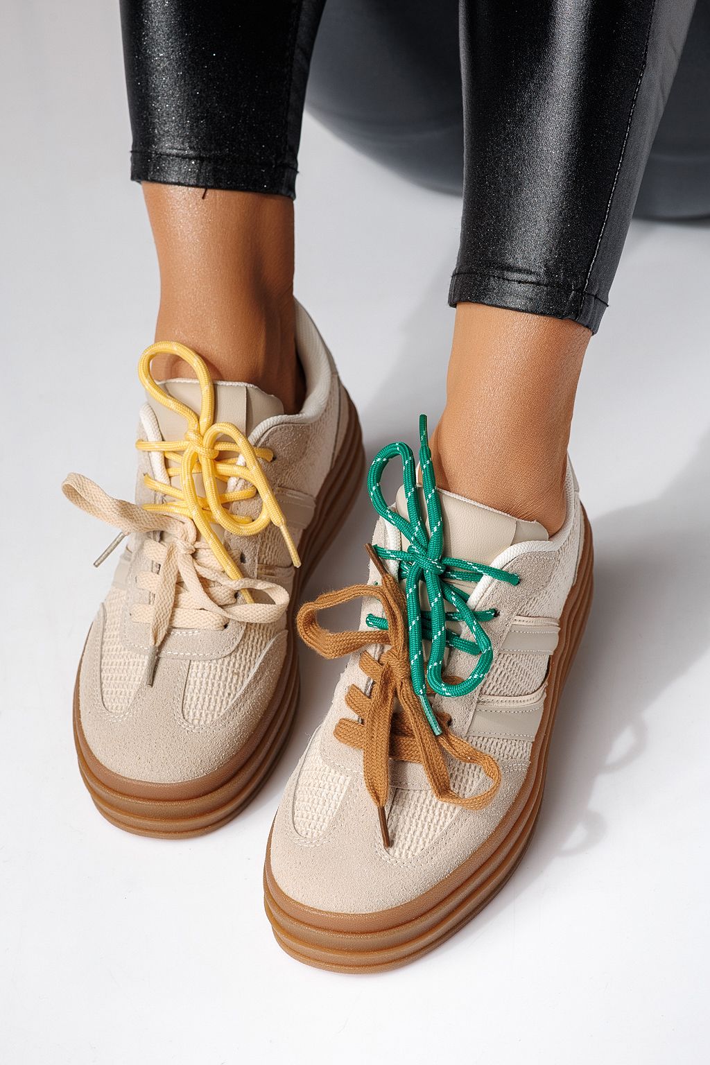 Дамски маратонки бежови от обърната еко кожа Karina #24135