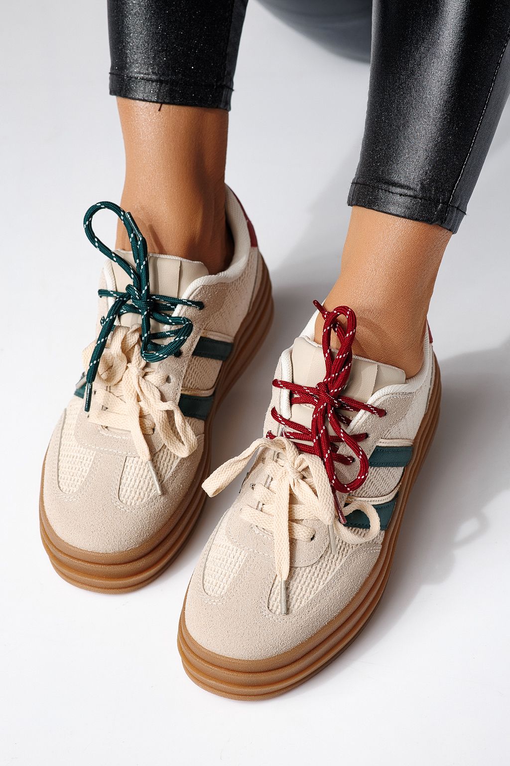 Дамски маратонки червени от обърната еко кожа Karina #24137