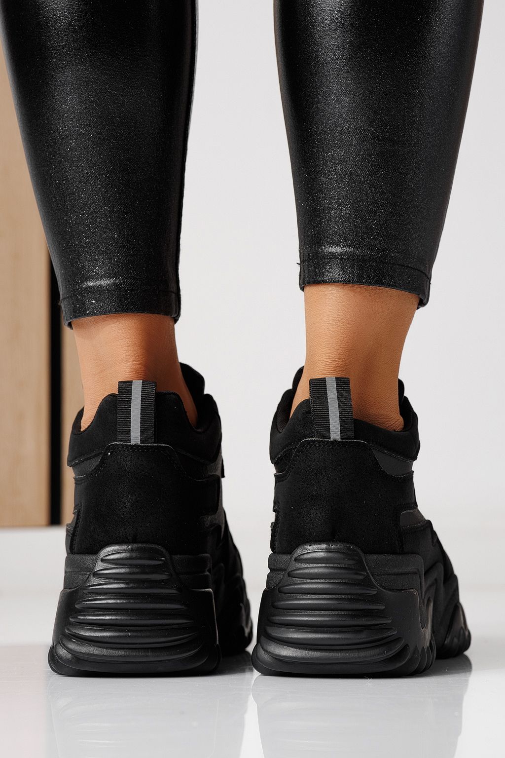 Дамски маратонки черни от еко кожа Maya #24159