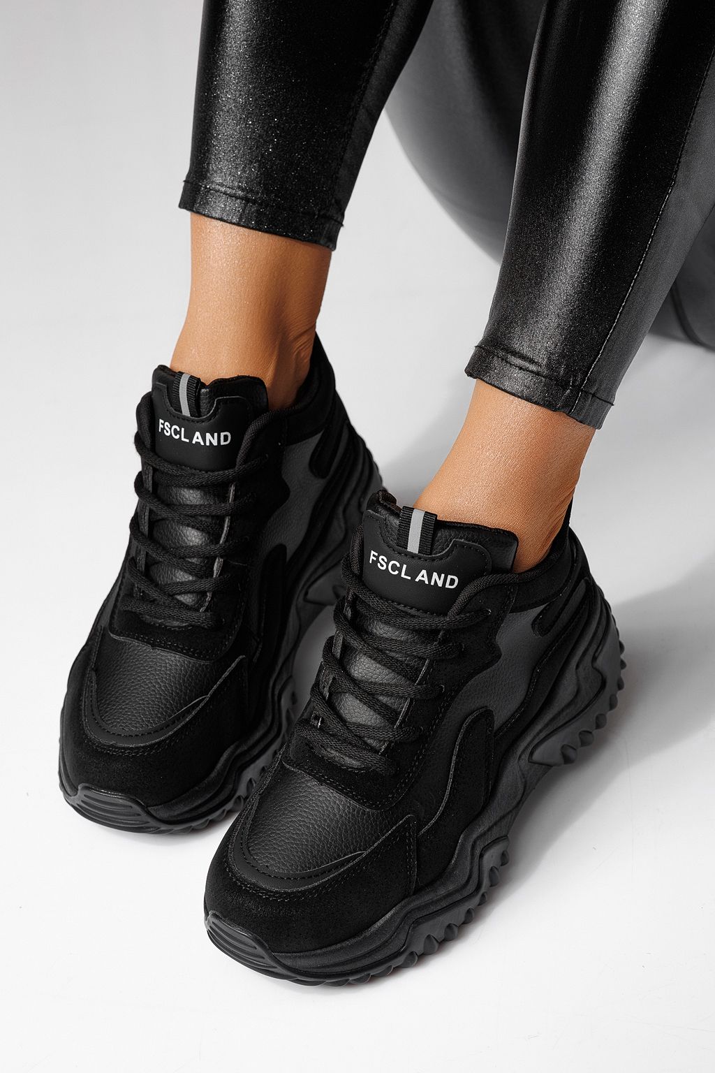 Дамски маратонки черни от еко кожа Maya #24159