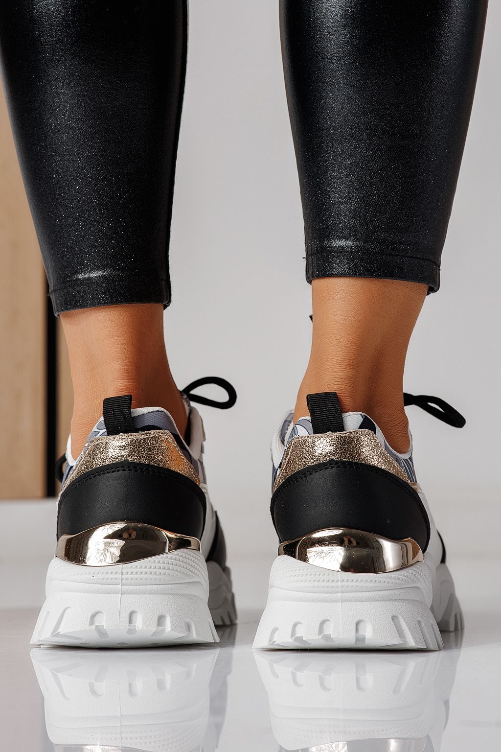 Дамски маратонки черни от еко кожа Jasmine #24133