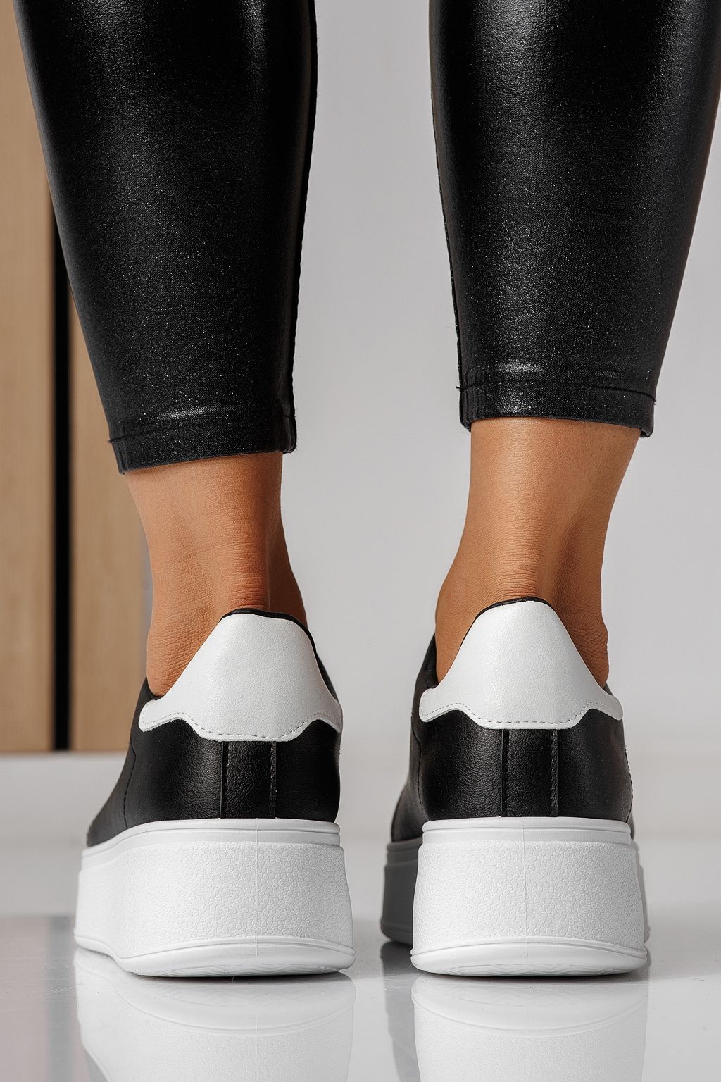 Дамски маратонки черни от еко кожа Celin #24064