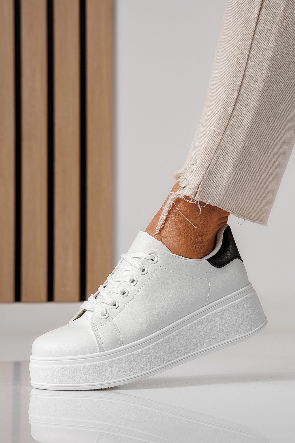 Дамски маратонки бели от еко кожа Celin #24062