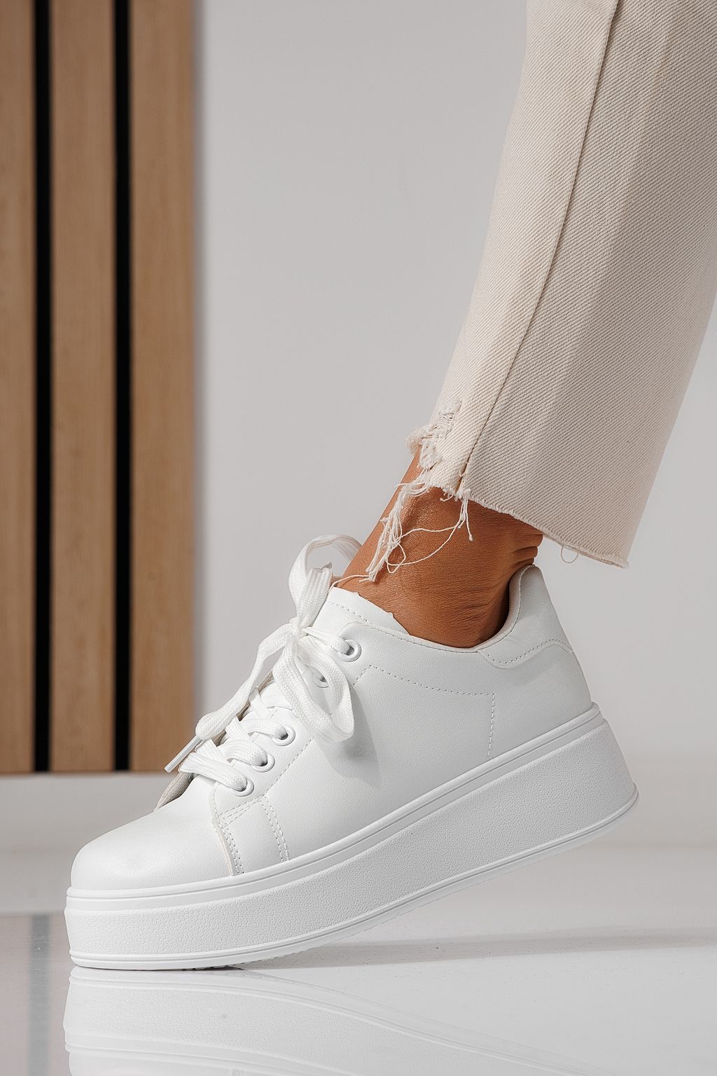 Дамски маратонки бели от еко кожа Celin #24063