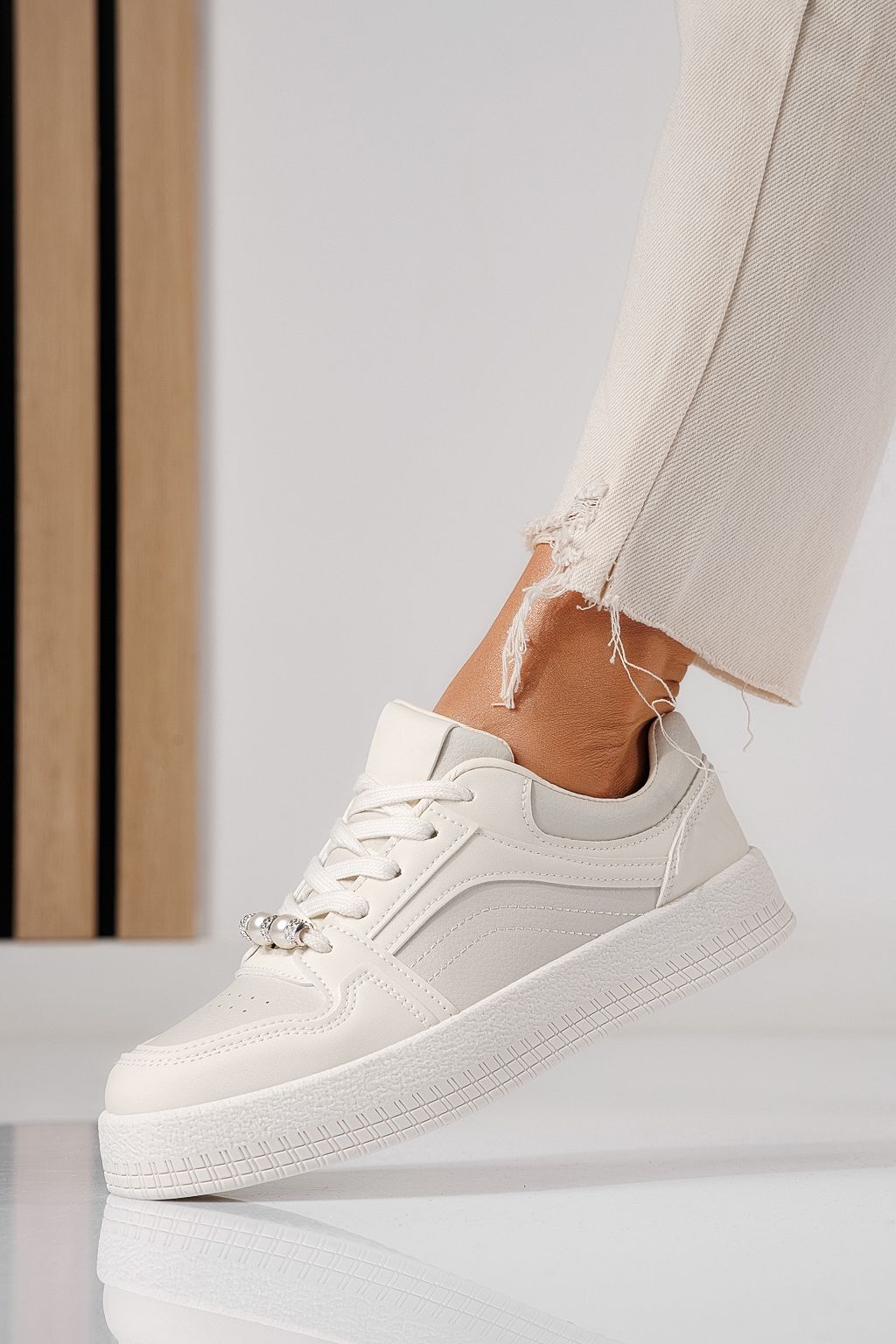 Дамски маратонки бежови от еко кожа Oana #24173