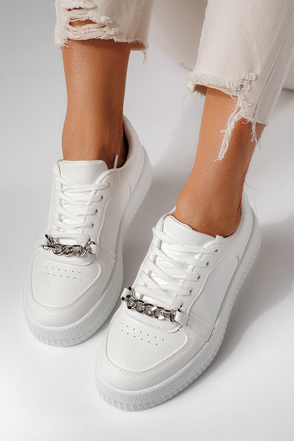 Дамски маратонки бели от еко кожа Olivia #24170