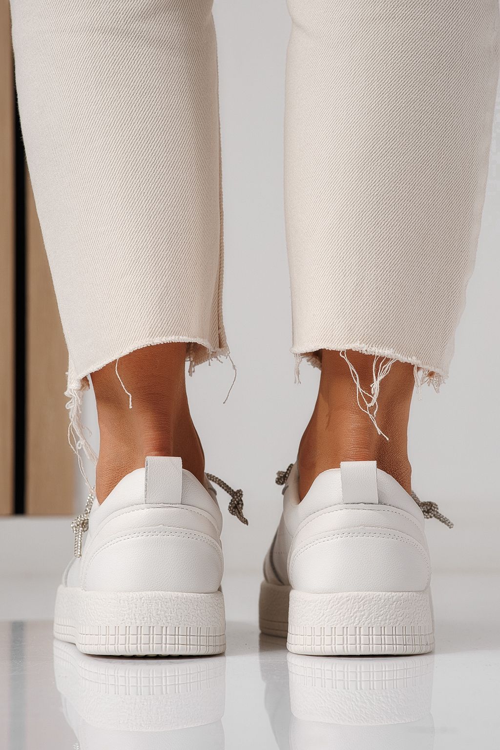 Дамски маратонки бежови от еко кожа Nicole #24164