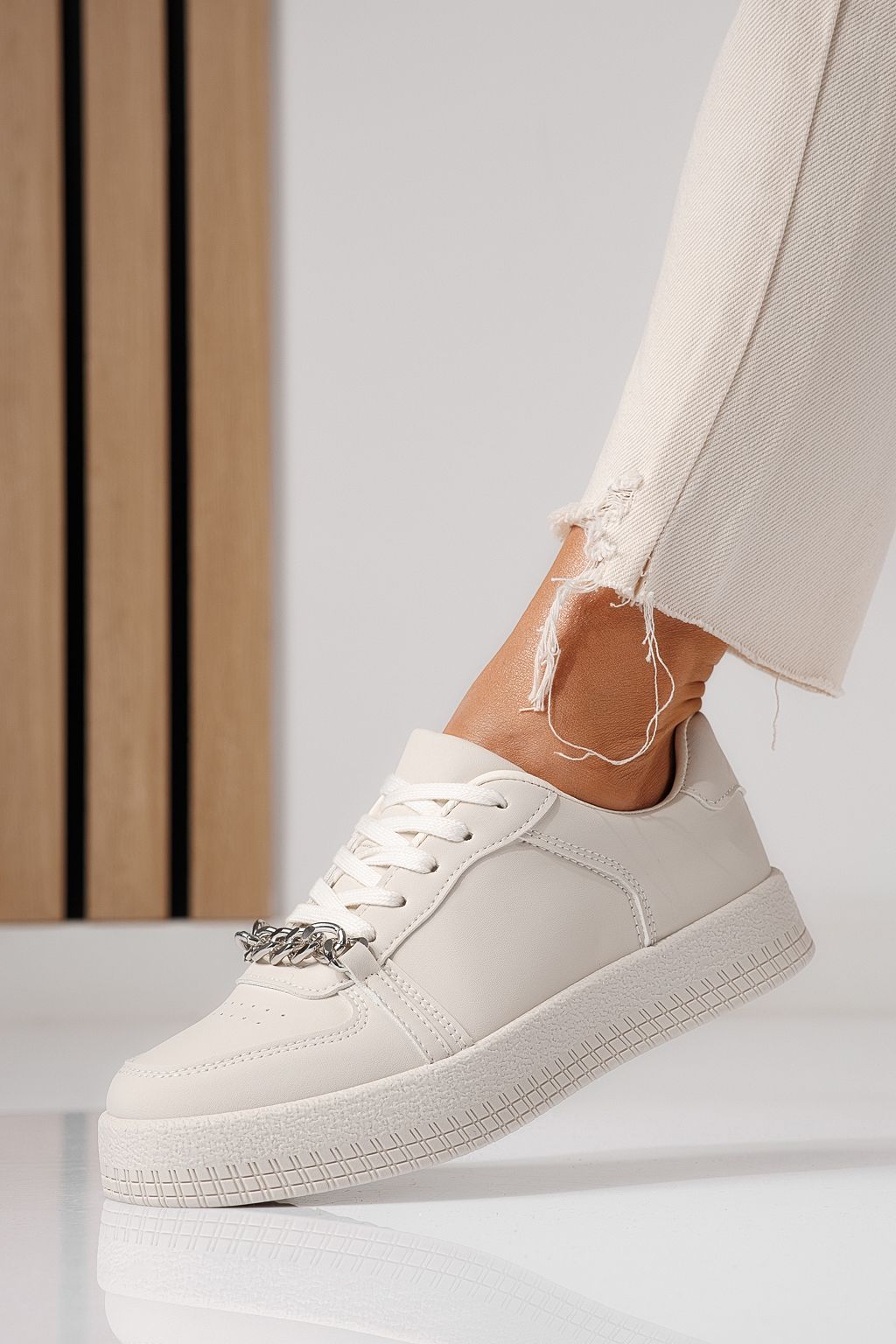 Дамски маратонки бежови от еко кожа Olivia #24167