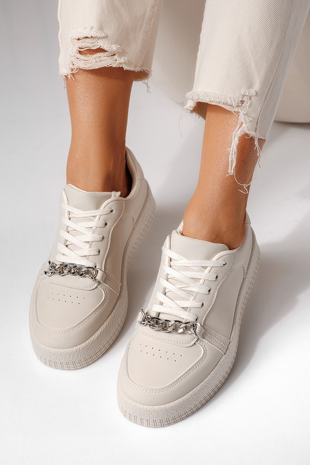 Дамски маратонки бежови от еко кожа Olivia #24167