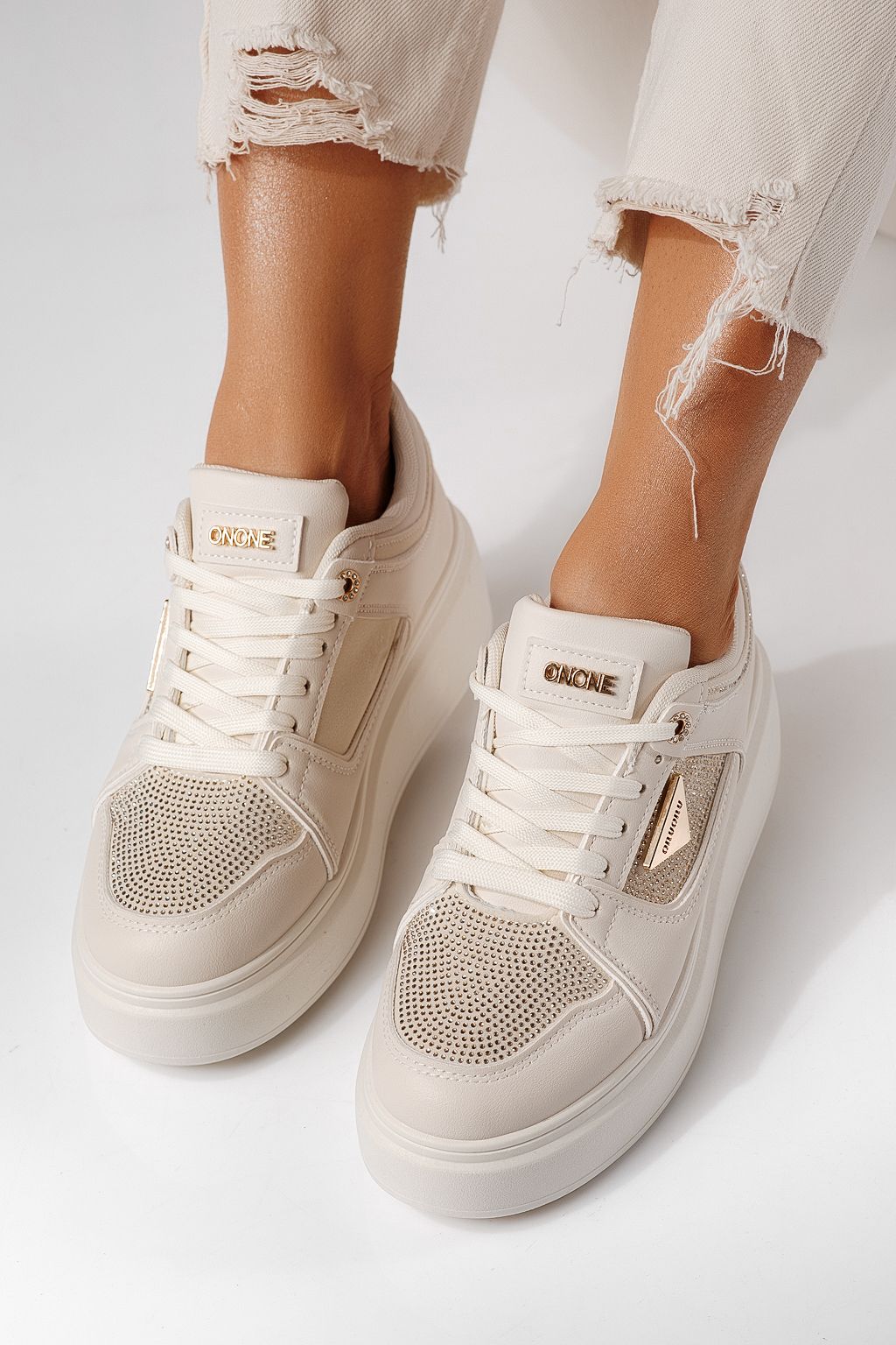 Дамски маратонки бежови от еко кожа Delia #24081