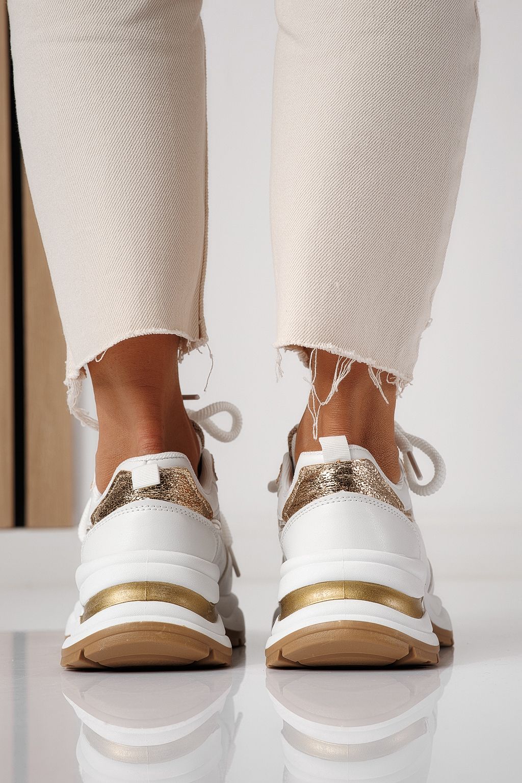 Дамски маратонки бели от еко кожа Karla #24138