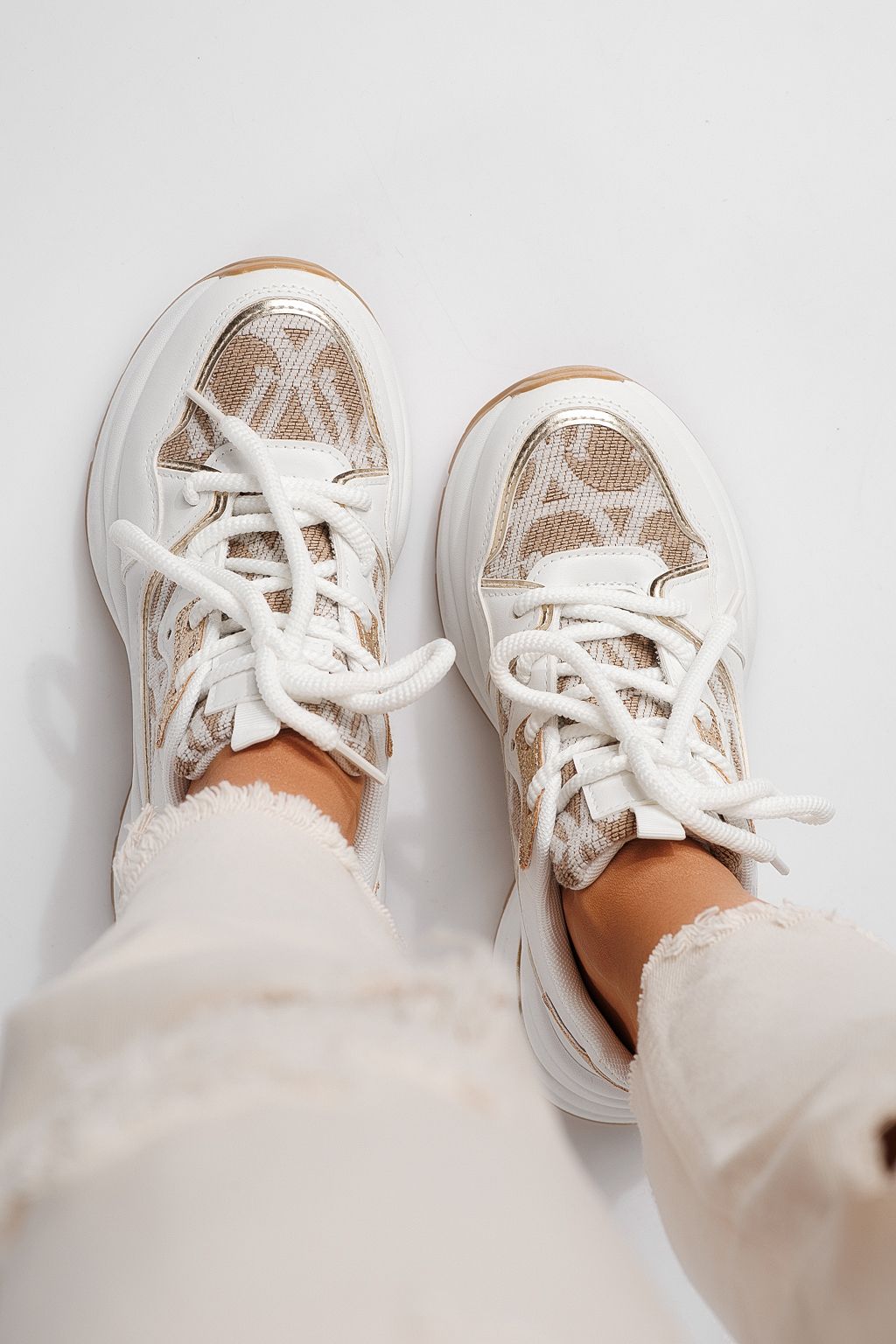 Дамски маратонки бели от еко кожа Karla #24138