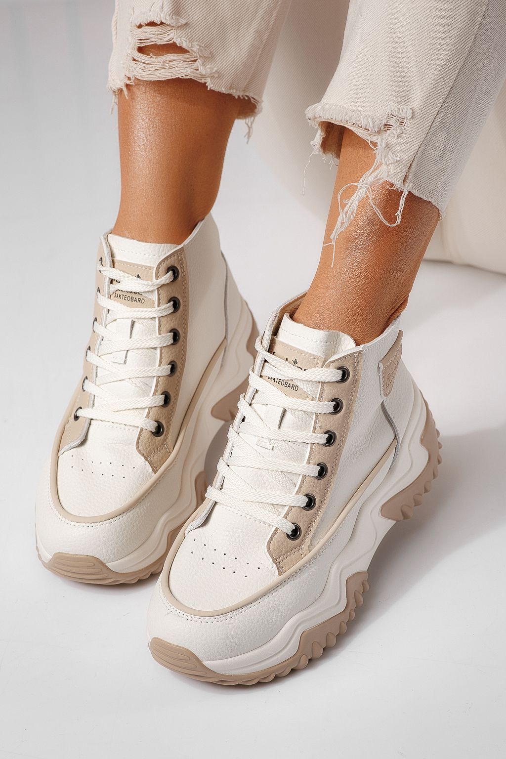 Дамски маратонки каки от еко кожа Lea #24152