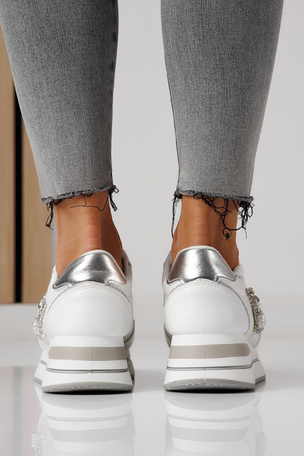 Дамски маратонки черни от еко кожа Kayla #24139