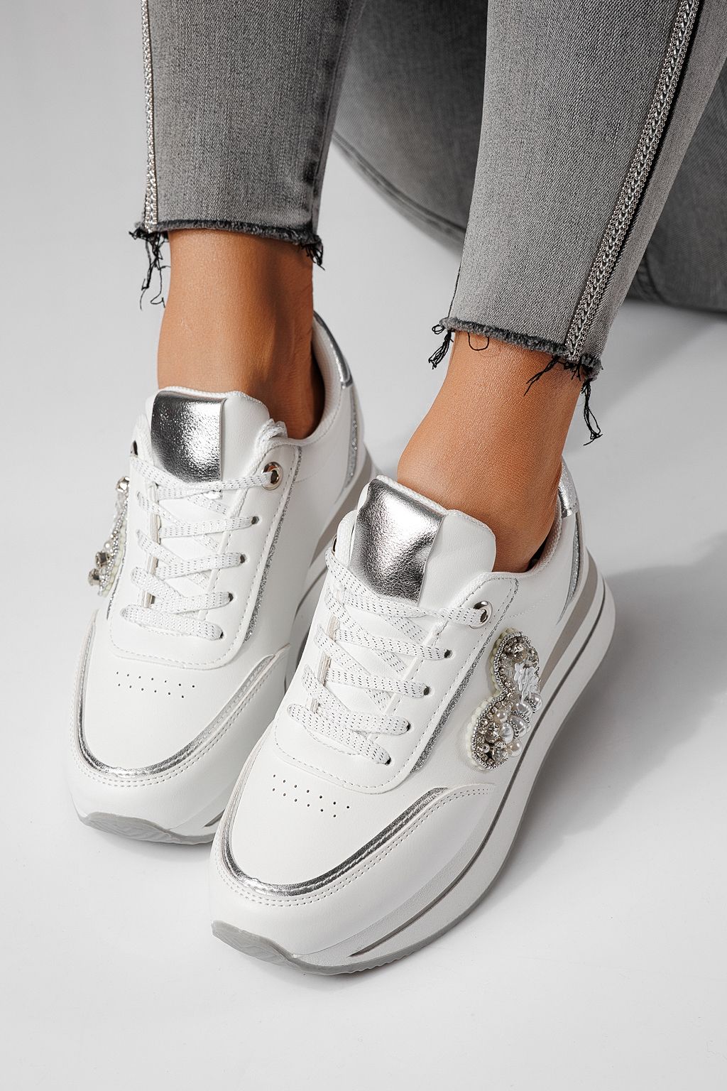 Дамски маратонки черни от еко кожа Kayla #24139