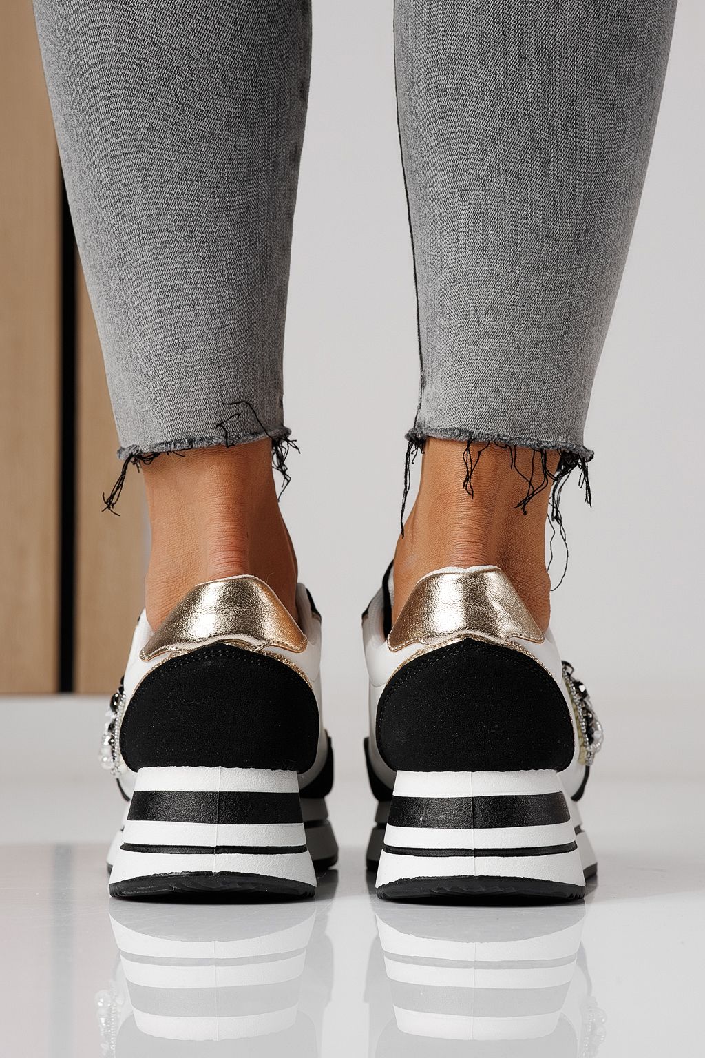 Дамски маратонки черни от еко кожа Kayla #24142