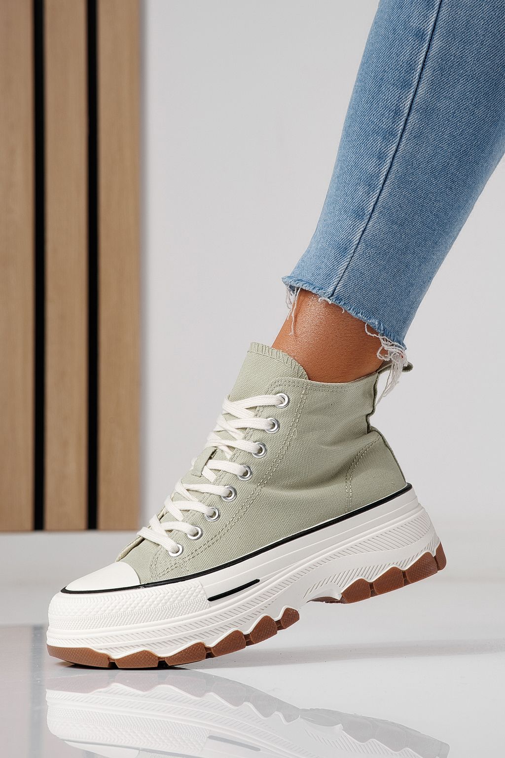 Дамски зелени текстилни маратонки Seline #24187