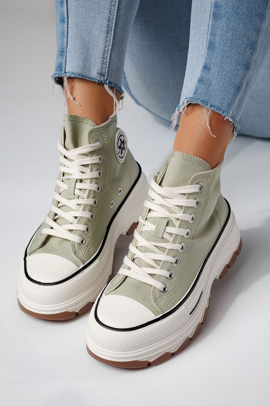 Дамски зелени текстилни маратонки Seline #24187