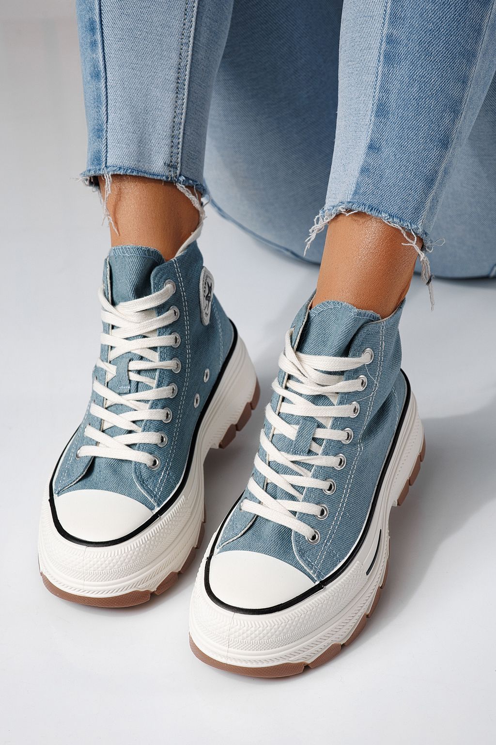 Дамски сини текстилни маратонки Seline #24185