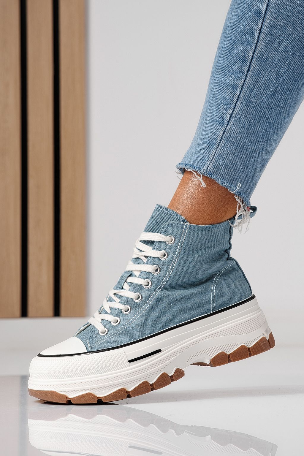 Дамски сини текстилни маратонки Seline #24185