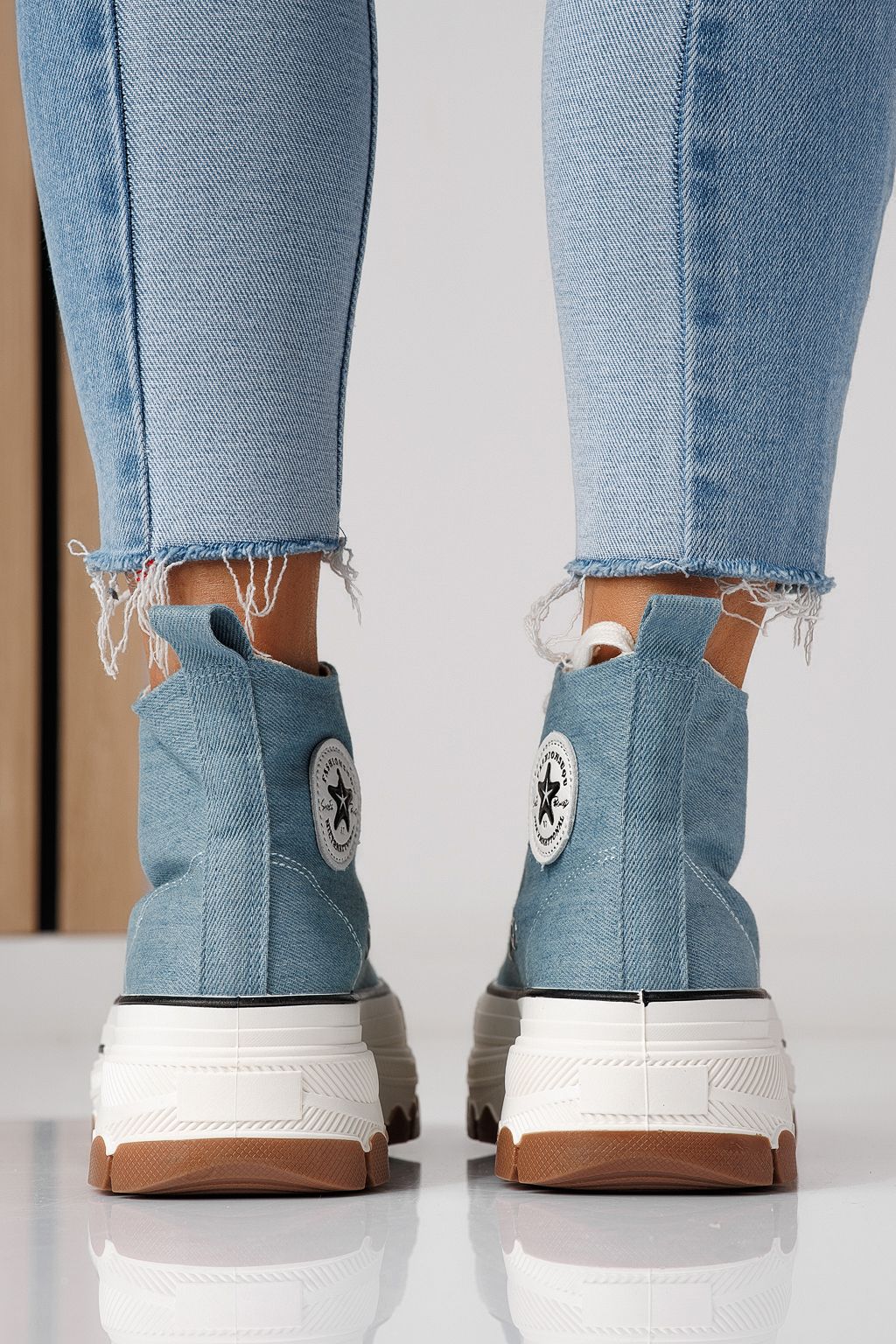 Дамски сини текстилни маратонки Seline #24185