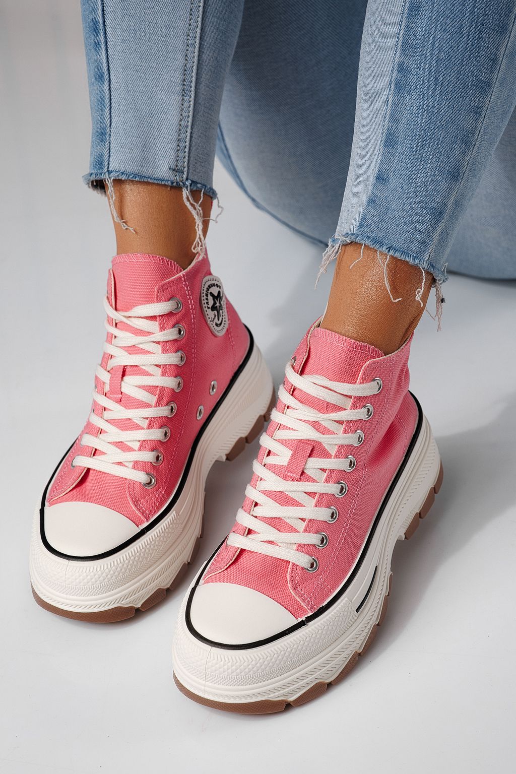 Дамски розови текстилни маратонки Seline #24183