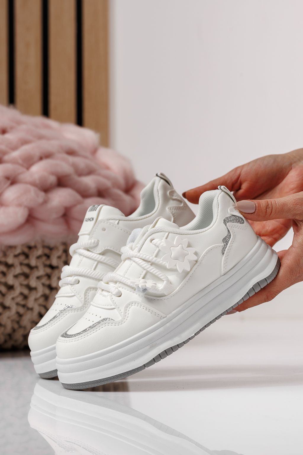 Детски маратонки бели от еко кожа Becca #24051