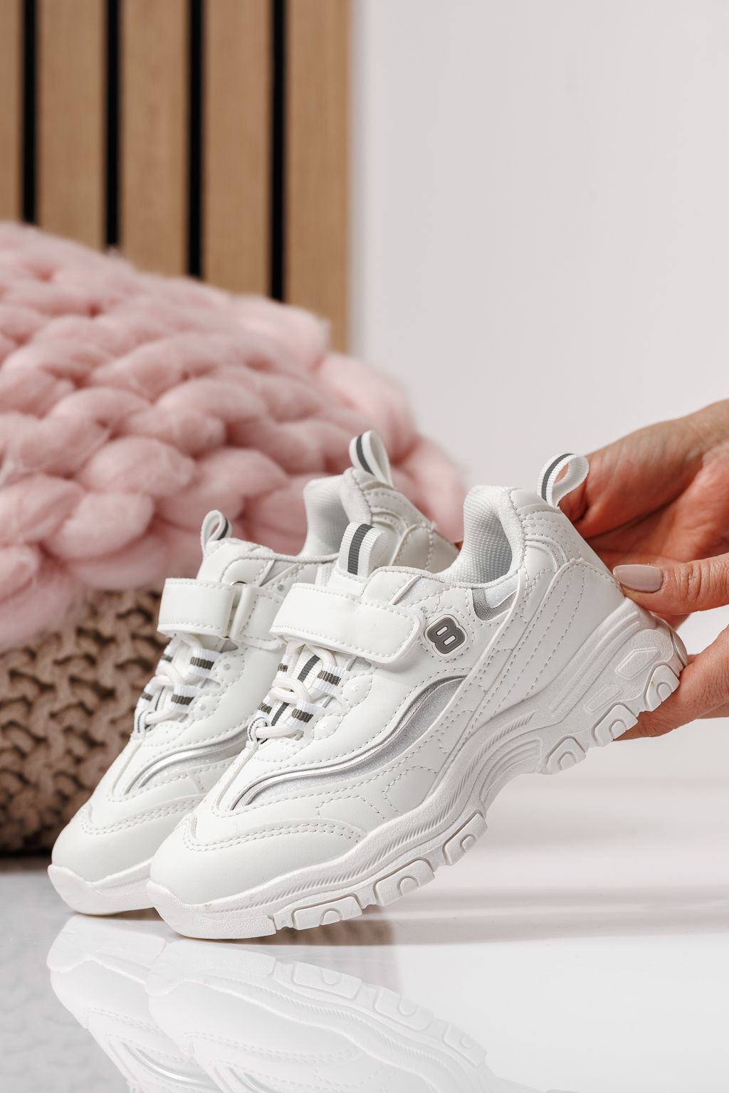 Детски маратонки бели от еко кожа Arya #24029