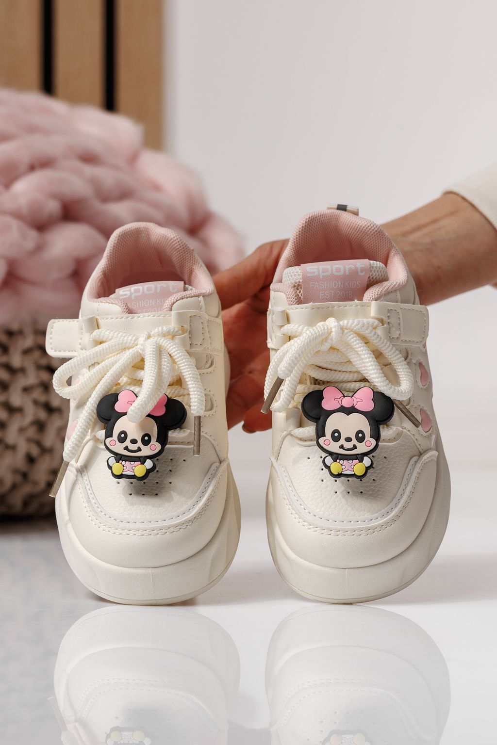 Детски маратонки бели от еко кожа Aylin #24009