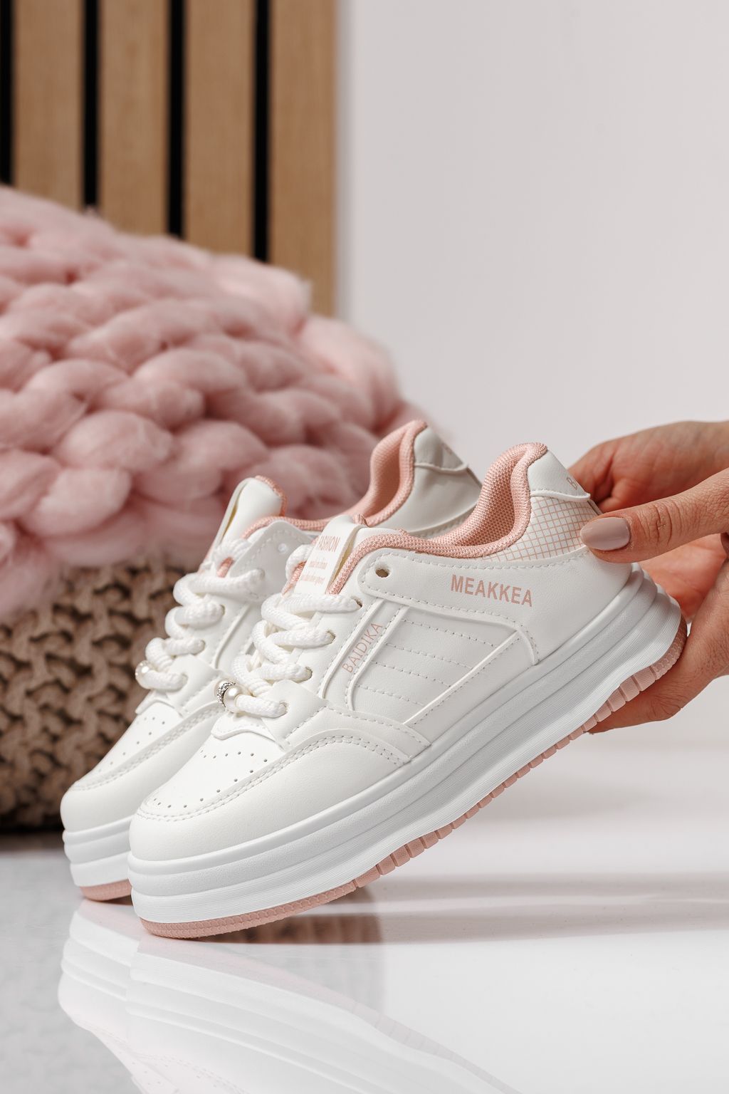 Детски маратонки розови от еко кожа Asena #24024