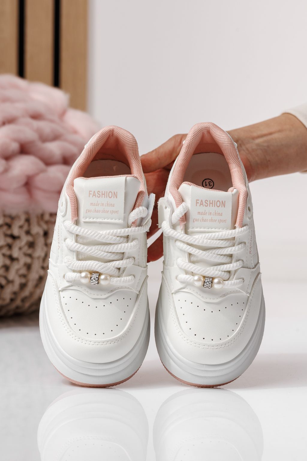 Детски маратонки розови от еко кожа Asena #24024