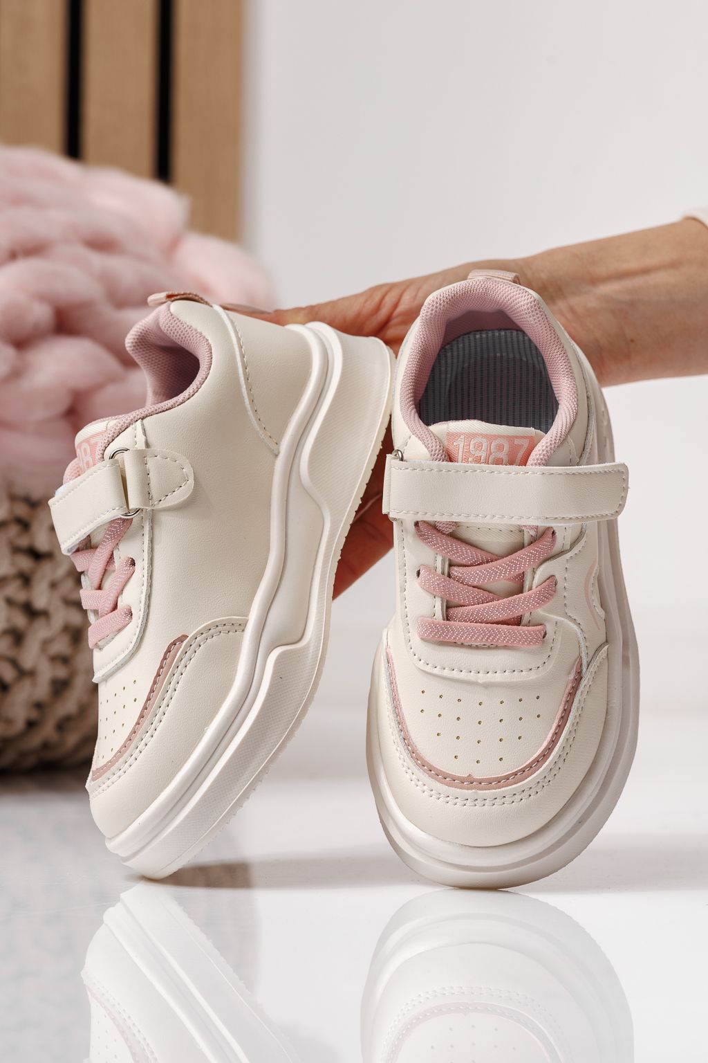 Детски маратонки розови от еко кожа Alina #24032