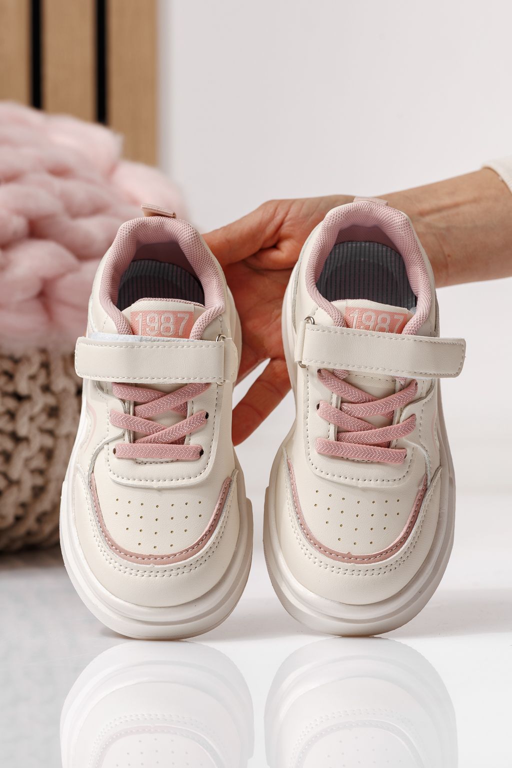 Детски маратонки розови от еко кожа Alina #24039