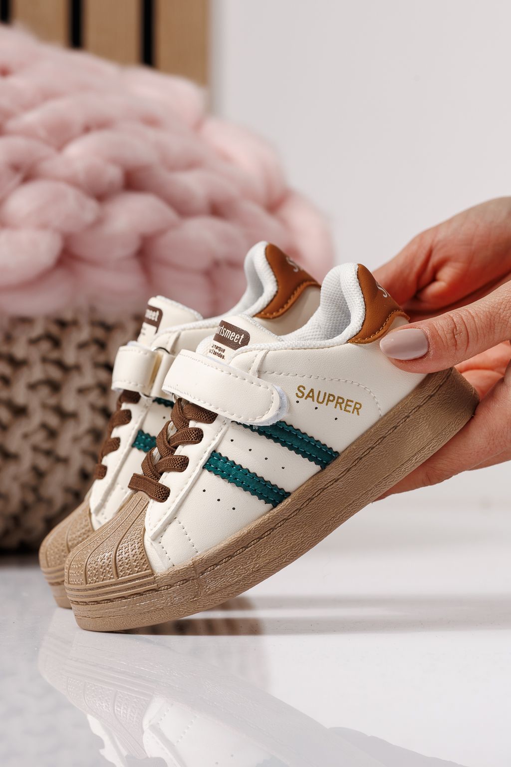 Детски маратонки зелени от еко кожа Allana #24018