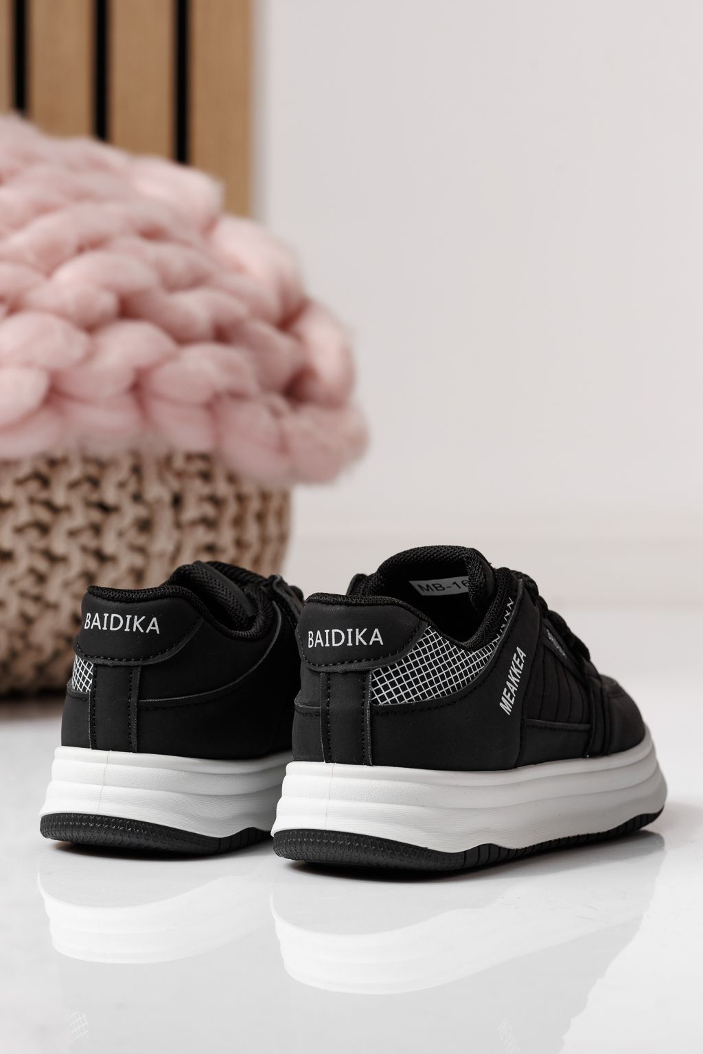 Детски маратонки черни от еко кожа Asena #24027