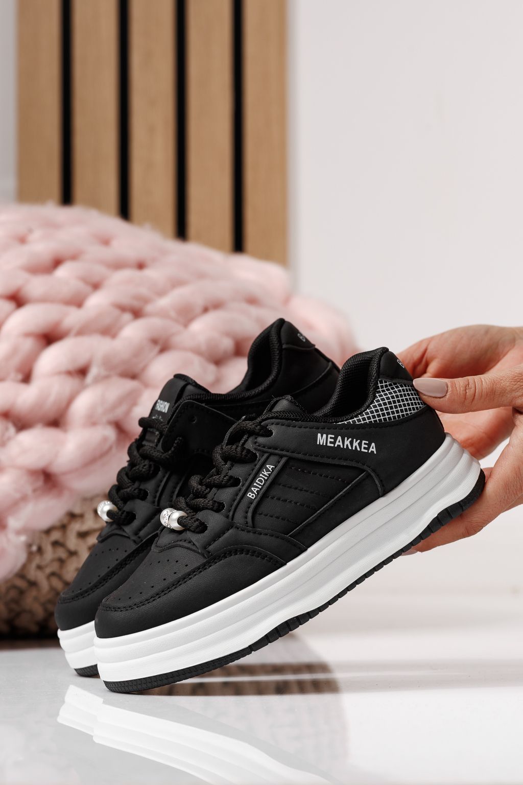 Детски маратонки черни от еко кожа Asena #24027