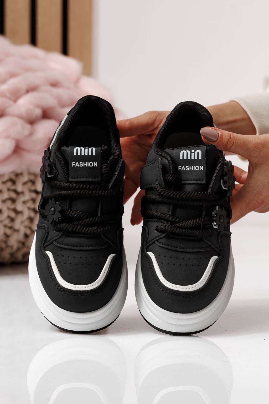 Детски маратонки черни от еко кожа Becca #24049