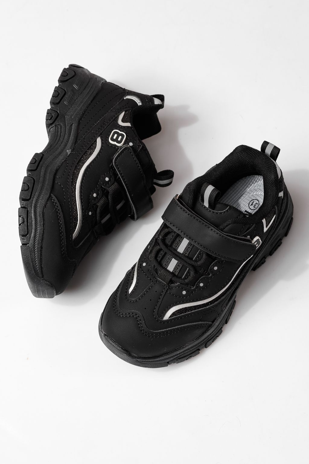 Детски маратонки черни от еко кожа Arya #24031