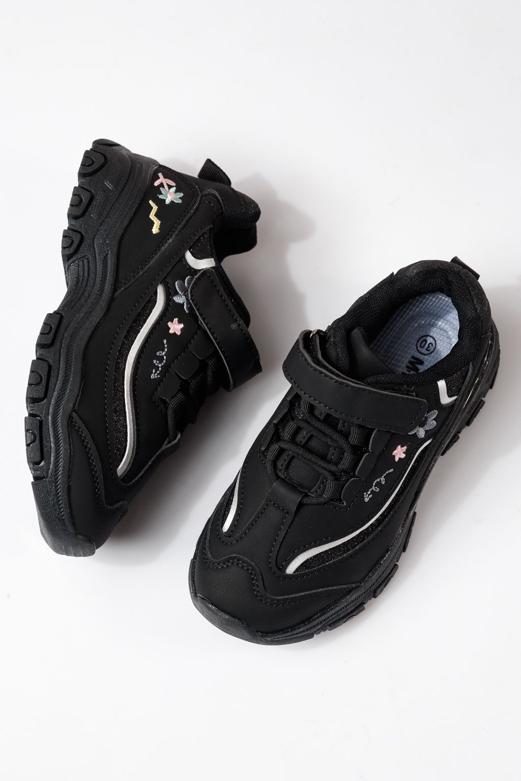 Детски маратонки черни от еко кожа Arya #24043