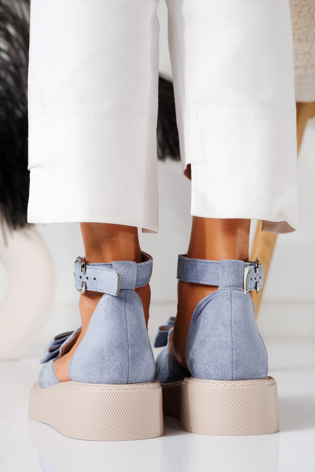 Всекидневни дамски обувки сини от обърната еко кожа Willy #24224