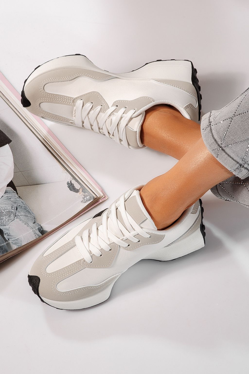 Дамски маратонки сиви от еко кожа Clare #24294