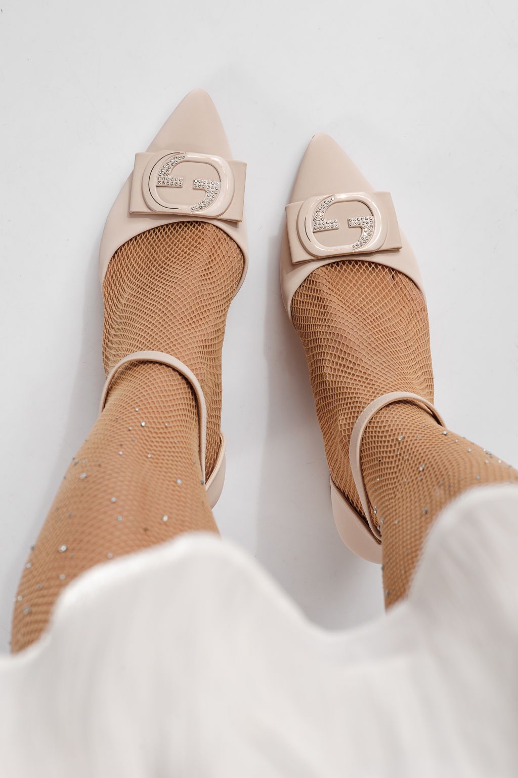 Дамски обувки с ток бежови от еко кожа Erica #24251