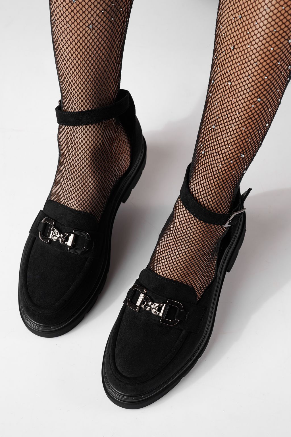 Всекидневни дамски обувки черни от обърната еко кожа Sasha #24276