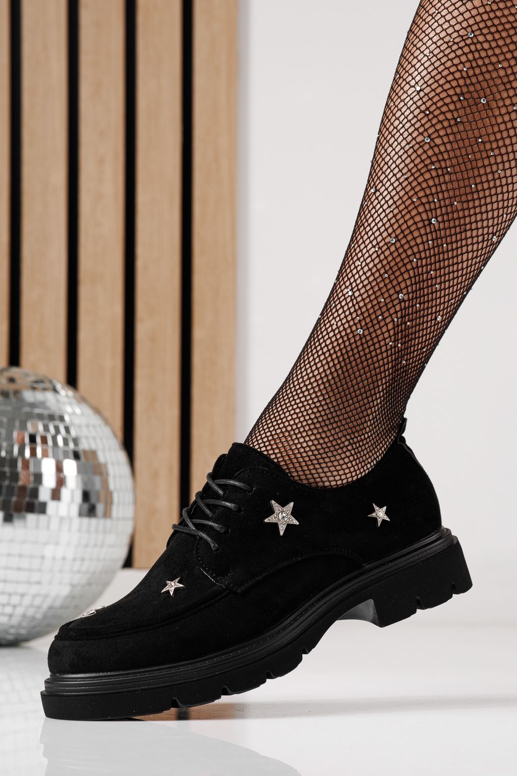 Всекидневни дамски обувки черни от обърната еко кожа Tamara #24278