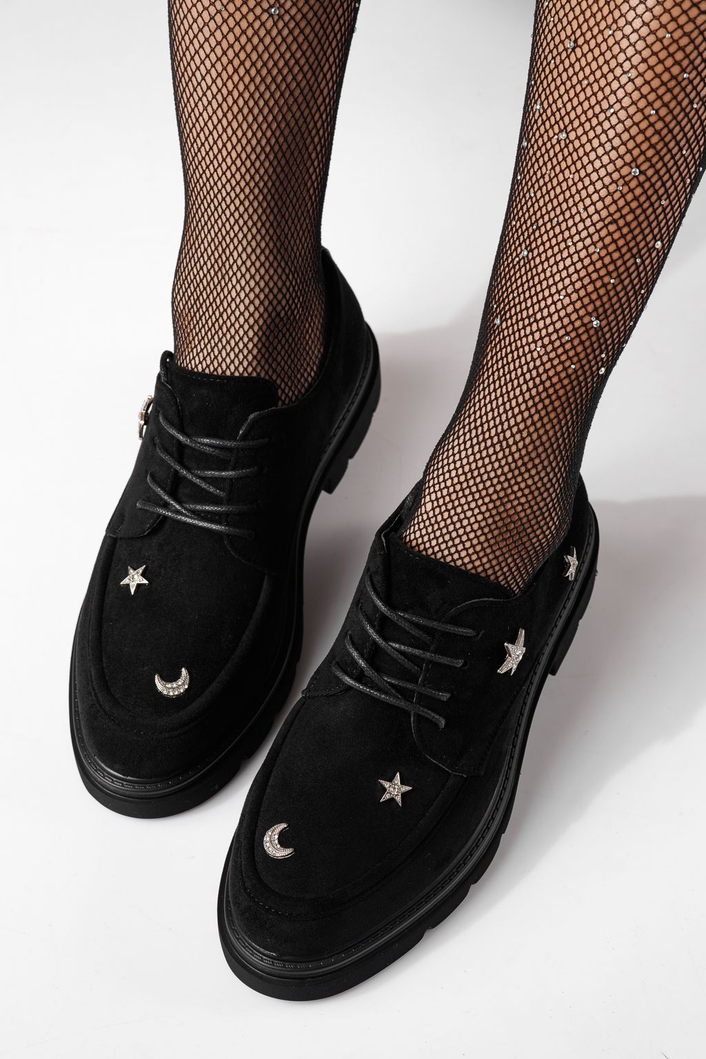 Всекидневни дамски обувки черни от обърната еко кожа Tamara #24278