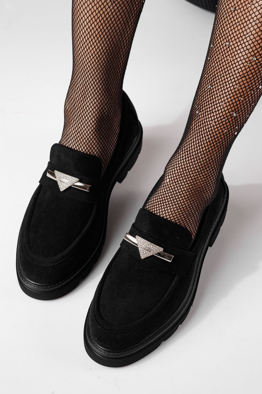 Всекидневни дамски обувки черни от обърната еко кожа Venus #24280