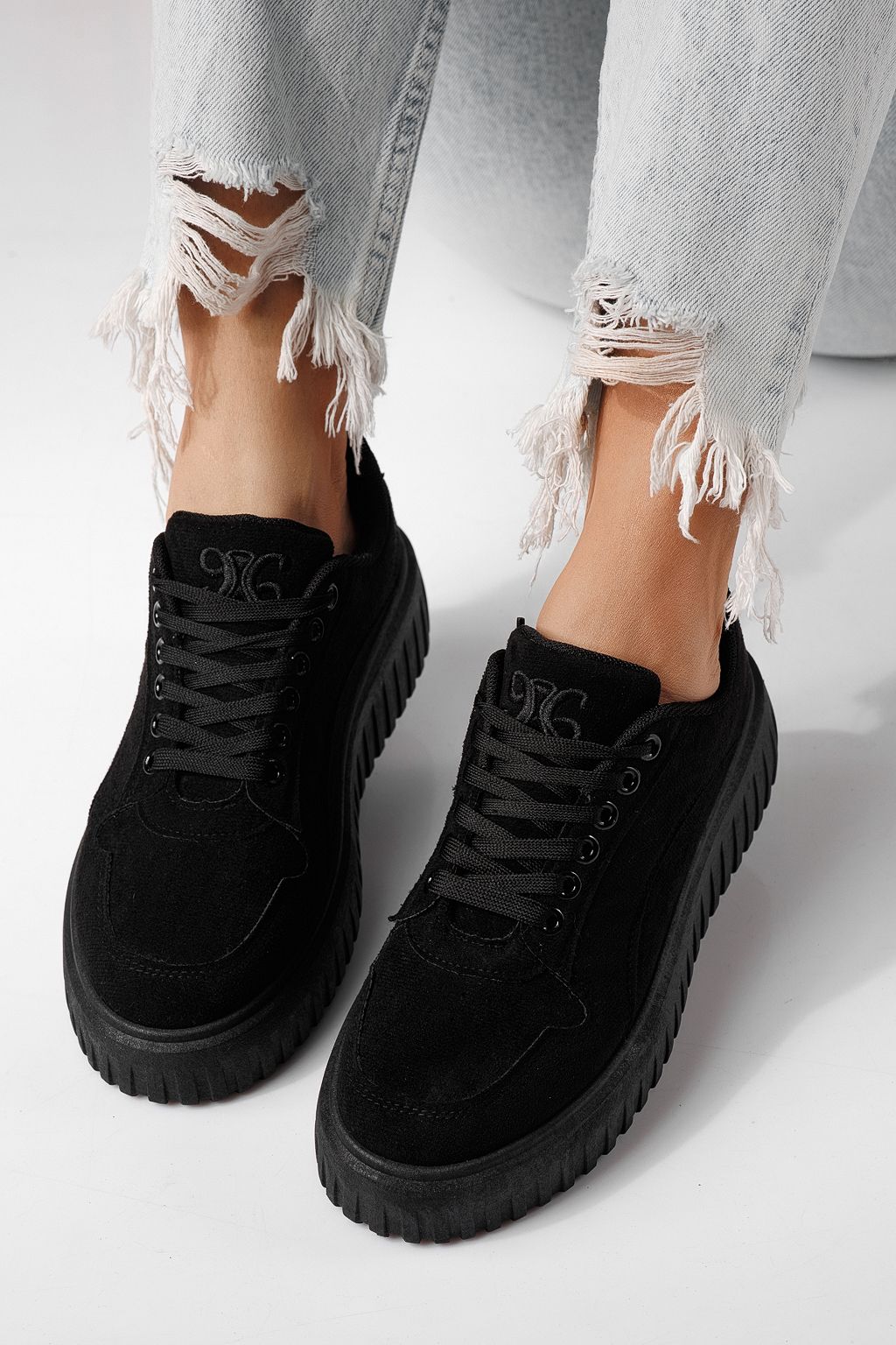 Дамски маратонки черни от еко кожа Delia #24298