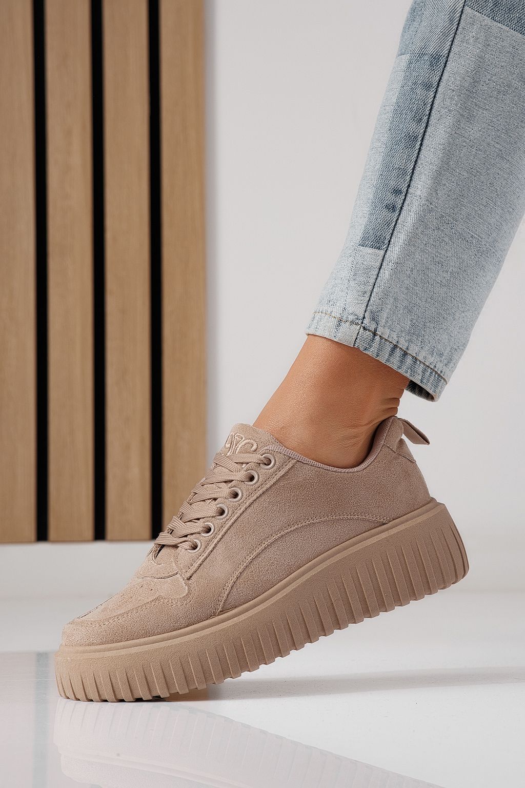 Дамски маратонки каки от еко кожа Delia #24299